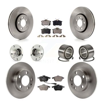 Front Rear Hub Bearing Disc Brake Rotor & Pad Kit (10Pc) For Volkswagen Golf Beetle Jetta KBB-106913