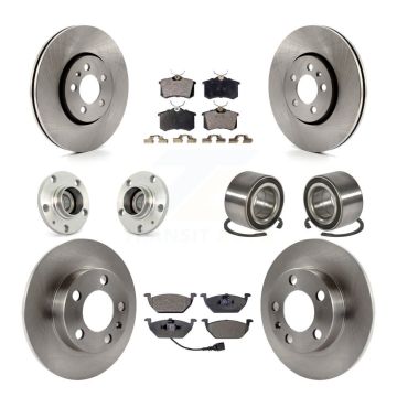 Front Rear Hub Bearing Disc Brake Rotor Pad Kit (10Pc) For 2000-2001 Volkswagen Golf 2.0L KBB-106914
