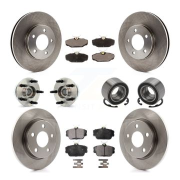 Front Rear Wheel Hub Bearing Disc Brake Rotor And Ceramic Pads Kit (10Pc) For Ford Taurus KBB-106922
