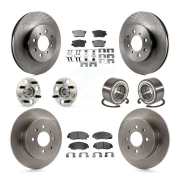 Front Rear Hub Bearing Disc Brake Rotor And Ceramic Pad Kit (10Pc) For 2001-2005 Acura EL KBB-106934