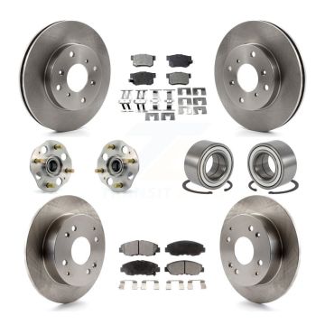 Front Rear Wheel Hub Bearing Disc Brake Rotor And Ceramic Pad Kit (10Pc) For Honda Accord KBB-106935