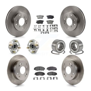 Front Rear Wheel Hub Bearing Disc Brake Rotor And Ceramic Pad Kit (10Pc) For Honda Accord KBB-106936