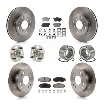 Front Rear Wheel Hub Bearing Disc Brake Rotor And Ceramic Pad Kit (10Pc) For Honda Accord KBB-106937