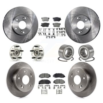 Front Rear Wheel Hub Bearing Disc Brake Rotor And Ceramic Pad Kit (10Pc) For Honda Accord KBB-106939