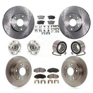 Front Rear Wheel Hub Bearing Disc Brake Rotor And Ceramic Pad Kit (10Pc) For Honda Accord KBB-106961