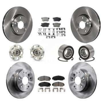 Front Rear Hub Bearing Brake Rotor And Pad Kit (10Pc) For Acura TL Automatic transmission KBB-106964