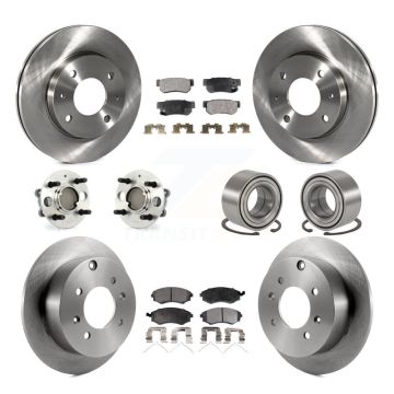 Front Rear Hub Bearing Disc Brake Rotor And Pad Kit (10Pc) For Hyundai Sonata 4-Wheel ABS KBB-106970