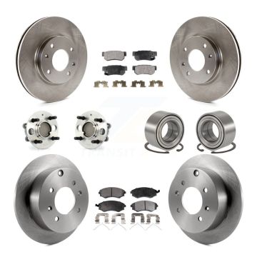 Front Rear Hub Bearing Brake Rotor And Pad Kit (10Pc) For 2004 Hyundai Sonata 4-Wheel ABS KBB-106971