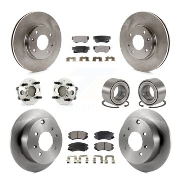 Front Rear Hub Bearing Brake Rotor Pads Kit (10Pc) For Hyundai Sonata Kia Optima Magentis KBB-106972