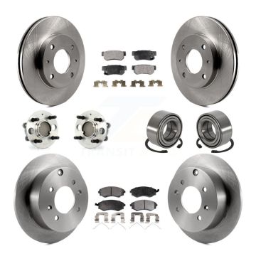 Front Rear Hub Bearings Disc Brake Rotors And Ceramic Pads Kit (10Pc) For Hyundai Sonata KBB-106973