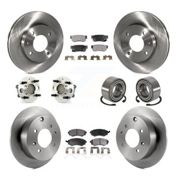 Front Rear Hub Bearing Brake Rotor Pads Kit (10Pc) For Hyundai Sonata Kia Optima Magentis KBB-106974