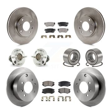 Front Rear Hub Bearing Brake Rotor Pads Kit (10Pc) For Hyundai Sonata Kia Optima Magentis KBB-106978