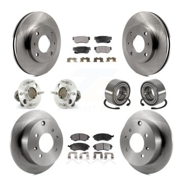 Front Rear Hub Bearings Disc Brake Rotors And Ceramic Pads Kit (10Pc) For Hyundai Sonata KBB-106979