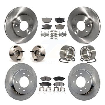 Front Rear Hub Bearings Disc Brake Rotors And Ceramic Pads Kit (10Pc) For Hyundai Elantra KBB-106982