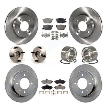 Front Rear Hub Bearings Disc Brake Rotors And Ceramic Pads Kit (10Pc) For Hyundai Elantra KBB-106983