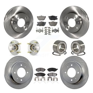 Front Rear Hub Bearings Disc Brake Rotors And Ceramic Pads Kit (10Pc) For Hyundai Elantra KBB-106985