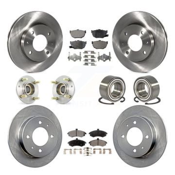 Front Rear Hub Bearings Disc Brake Rotors And Ceramic Pads Kit (10Pc) For Hyundai Elantra KBB-106986