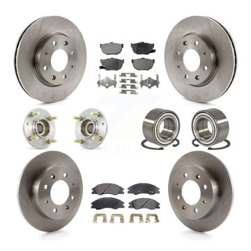Front Rear Wheel Hub Bearing Disc Brake Rotor And Pad Kit (10Pc) For Kia Spectra Spectra5 KBB-106987