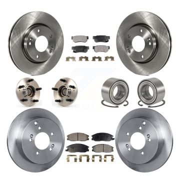 Front Rear Hub Bearing Brake Rotor & Pad Kit (10Pc) For Hyundai Santa Fe FWD with Non-ABS KBB-106988
