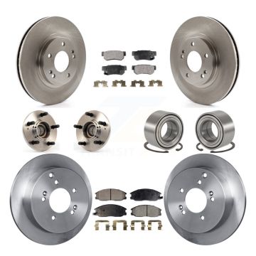 Front Rear Hub Bearing Brake Rotor & Pad Kit (10Pc) For Hyundai Santa Fe FWD with Non-ABS KBB-106989