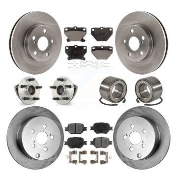 Front Rear Hub Bearing Brake Rotor Pads Kit (10Pc) For 2001 Toyota Celica GT with Non-ABS KBB-106994