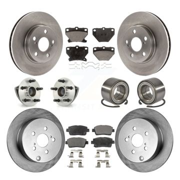 Front Rear Hub Bearing Brake Rotor Pads Kit (10Pc) For 2000 Toyota Celica GT with Non-ABS KBB-106995