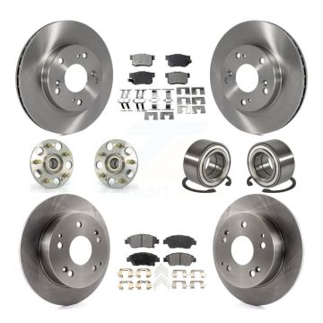 Front Rear Wheel Hub Bearing Disc Brake Rotor And Pad Kit (10Pc) For 2004 Honda Civic SiR KBB-107005