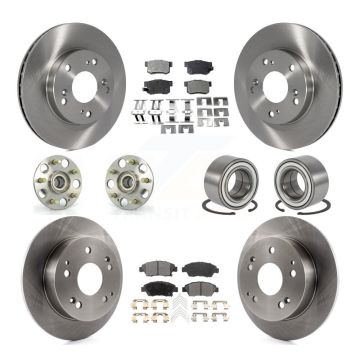 Front Rear Hub Bearings Disc Brake Rotors And Pads Kit (10Pc) For Honda Civic Acura RSX KBB-107006