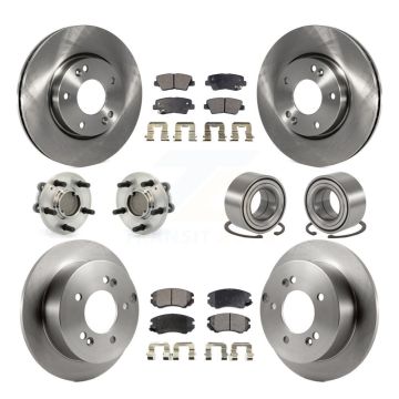 Front Rear Hub Bearings Disc Brake Rotors And Ceramic Pads Kit (10Pc) For Hyundai Sonata KBB-107008