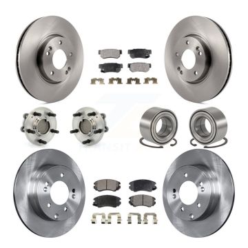 Front Rear Hub Bearings Disc Brake Rotors And Ceramic Pads Kit (10Pc) For Hyundai Sonata KBB-107011