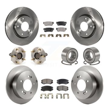 Front Rear Hub Bearing Brake Rotor Pads Kit (10Pc) For Hyundai Sonata Kia Optima Magentis KBB-107012