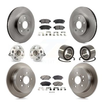Front Rear Hub Bearing Disc Brake Rotor & Pads Kit (10Pc) For 2004-2010 Toyota Sienna FWD KBB-107021