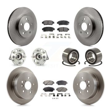 Front Rear Hub Bearing Disc Brake Rotor & Pads Kit (10Pc) For 2004-2010 Toyota Sienna AWD KBB-107022
