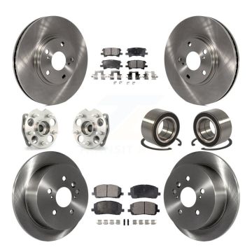 Front Rear Hub Bearing Disc Brake Rotor And Ceramic Pads Kit (10Pc) For Toyota Highlander KBB-107023