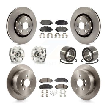 Front Rear Hub Bearing Disc Brake Rotor And Pad Kit (10Pc) For 2009-2016 Toyota Venza AWD KBB-107026