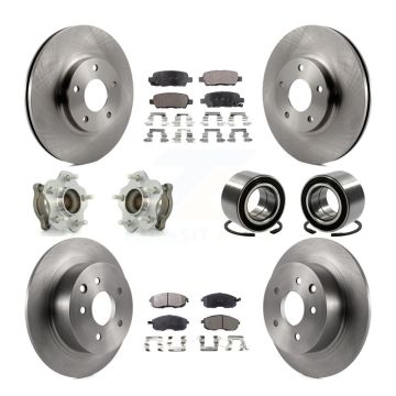 Front Rear Hub Bearings Disc Brake Rotors And Ceramic Pads Kit (10Pc) For Nissan Altima KBB-107028