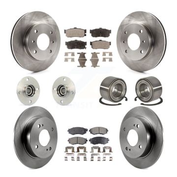 Front Rear Hub Bearing Disc Brake Rotor And Ceramic Pad Kit (10Pc) For Nissan Sentra 1.8L KBB-107031