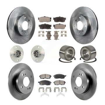 Front Rear Hub Bearing Disc Brake Rotor And Ceramic Pad Kit (10Pc) For Nissan Sentra 2.0L KBB-107032