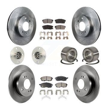 Front Rear Hub Bearings Disc Brake Rotors And Pads Kit (10Pc) For 2002 Nissan Sentra 2.5L KBB-107033