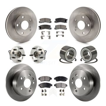 Front Rear Wheel Hub Bearing Disc Brake Rotor And Ceramic Pad Kit (10Pc) For Toyota Camry KBB-107038