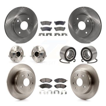 Front Rear Hub Bearing Brake Rotor & Pad Kit (10Pc) For 2004-2006 Chevrolet Optra Non-ABS KBB-107044