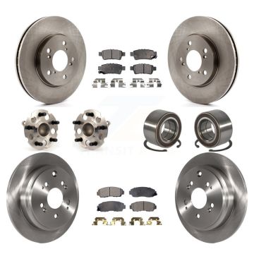 Front Rear Hub Bearings Disc Brake Rotors And Pads Kit (10Pc) For 2005-2010 Honda Odyssey KBB-107045