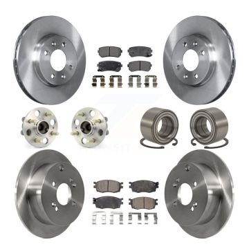 Front Rear Hub Bearing Disc Brake Rotor & Pads Kit (10Pc) For Hyundai Accent Kia Rio5 Rio KBB-107047