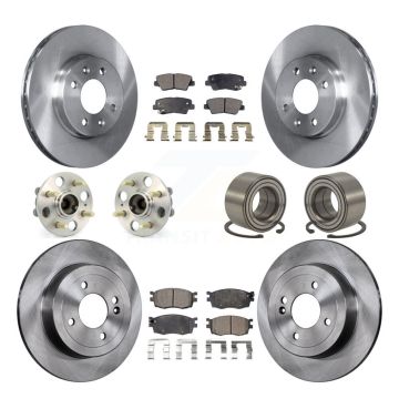 Front Rear Hub Bearing Brake Rotor And Pad Kit (10Pc) For 2011 Hyundai Accent 4-Wheel ABS KBB-107048