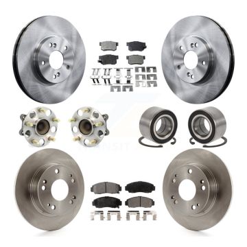Front Rear Wheel Hub Bearing Disc Brake Rotor And Pads Kit (10Pc) For 2004-2008 Acura TSX KBB-107053