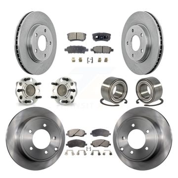 Front Rear Hub Bearings Disc Brake Rotors And Ceramic Pads Kit (10Pc) For Dodge Caliber KBB-107058