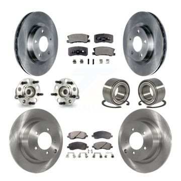 Front Rear Wheel Hub Bearing Disc Brake Rotor And Pad Kit (10Pc) For Jeep Patriot Compass KBB-107065