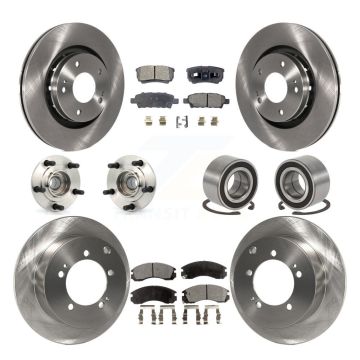 Front Rear Hub Bearing Brake Rotor Pads Kit (10Pc) For 2005-2006 Mitsubishi Outlander FWD KBB-107067