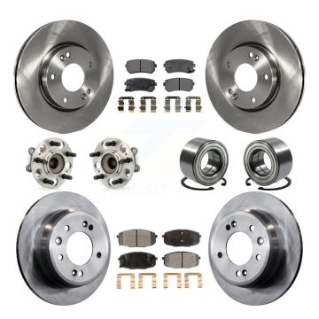 Front Rear Hub Bearings Disc Brake Rotors And Ceramic Pads Kit (10Pc) For Hyundai Elantra KBB-107068