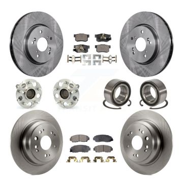 Front Rear Hub Bearing Disc Brake Rotor And Pad Kit (10Pc) For Honda Accord Crosstour FWD KBB-107076